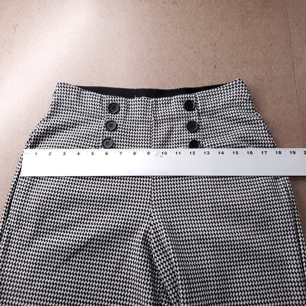 Max Studio Wide Leg Sailor Pants Houndstooth Slipon Stretch Women 28 Black White - Picture 9 of 13